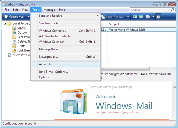 Hướng dẫn cài mail trong Windows Mail của Windows Vista Huong dan cai mail trong Windows Mail cua Windows Vista