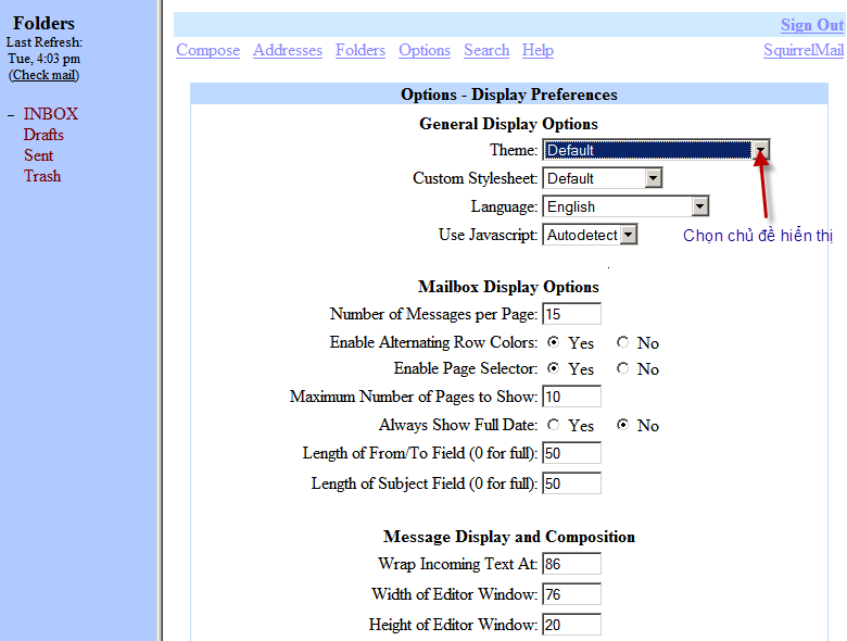 Hướng dẫn sử dụng email SquirrelMail Huong dan su dung email SquirrelMail