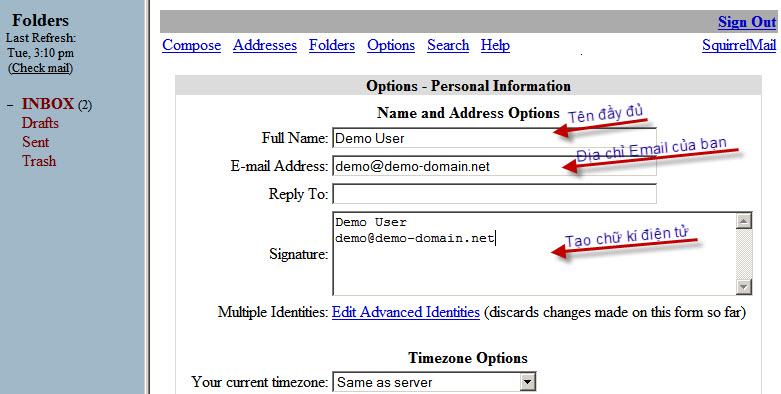 Hướng dẫn sử dụng email SquirrelMail Huong dan su dung email SquirrelMail