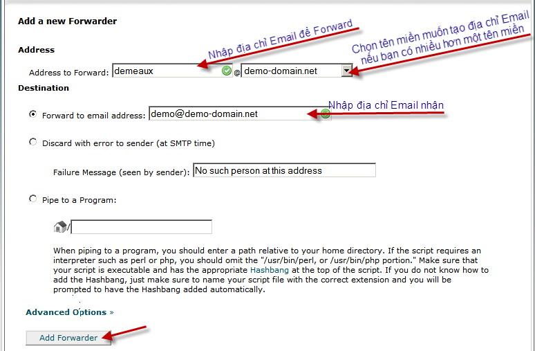 Hướng dẫn tạo email forwarder (chuyển tiếp email) Huong dan tao email forwarder (chuyen tiep email)